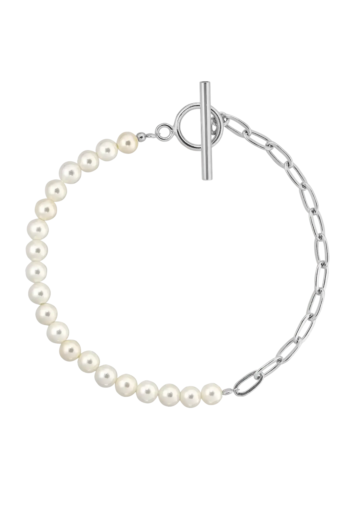Half Pearl Half Chain Bracelet made of Freshwater Pearls | Lisa&Co