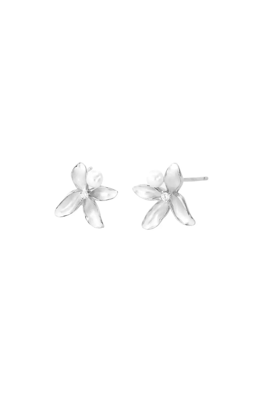 Cercei Argint Orchid&Pearl White LisaConcept