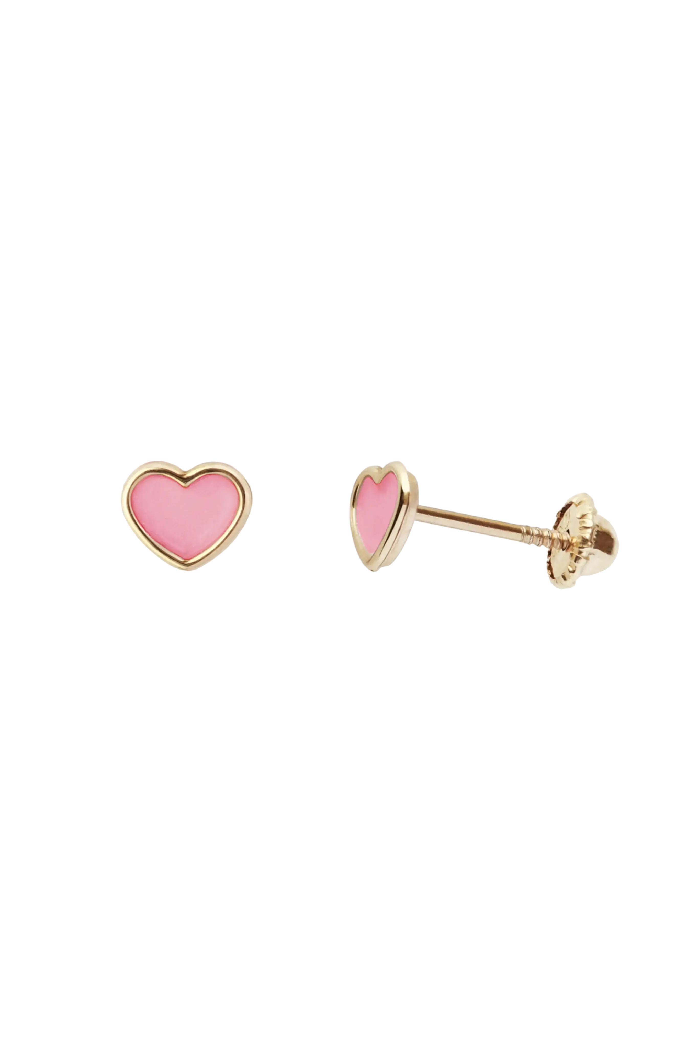 Cercei Aur Pink Enamel Heart Lisa&Co.