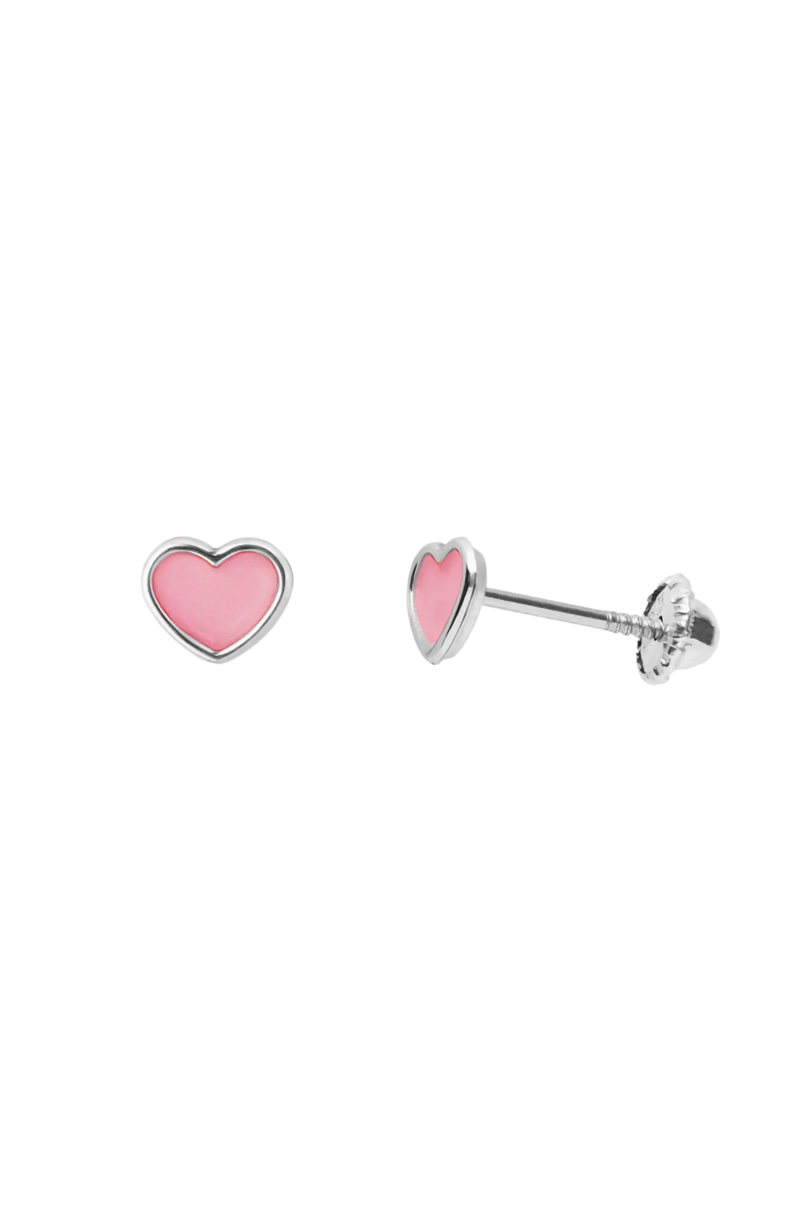 Cercei Aur Pink Enamel Heart Lisa&Co.