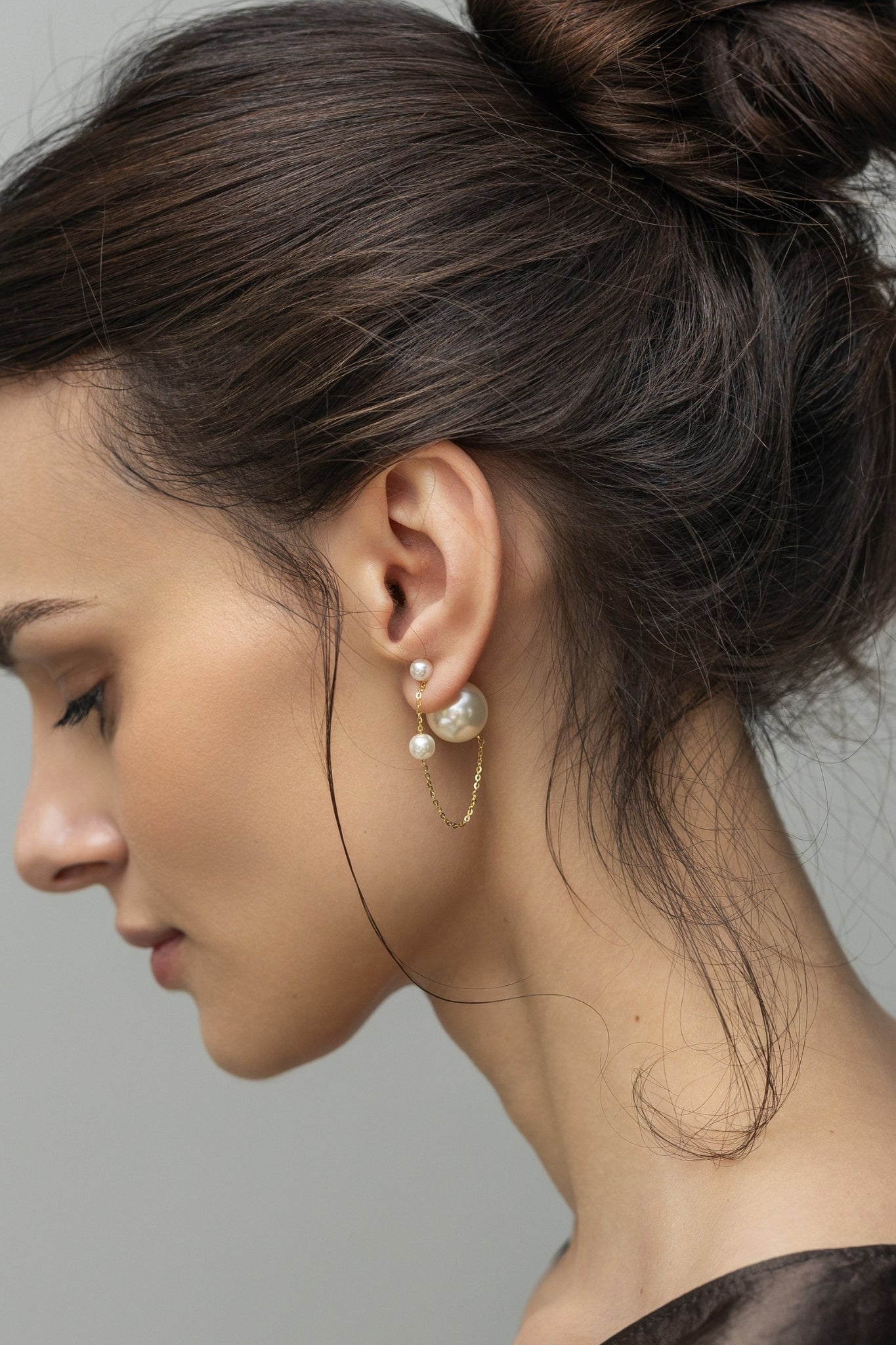 Silver Double Pearl Swing Earrings