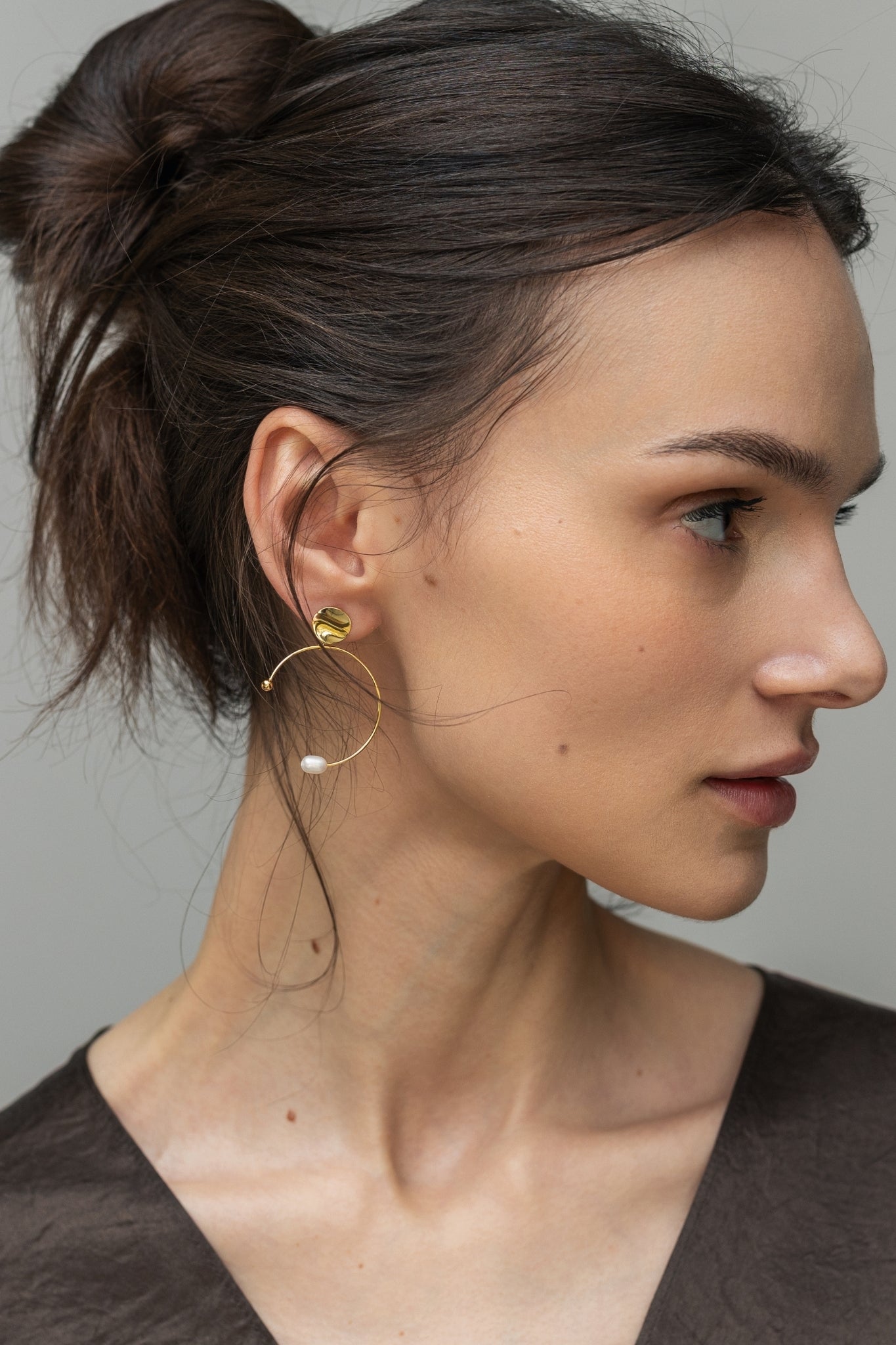 Cercei Argint Pearl on Circle