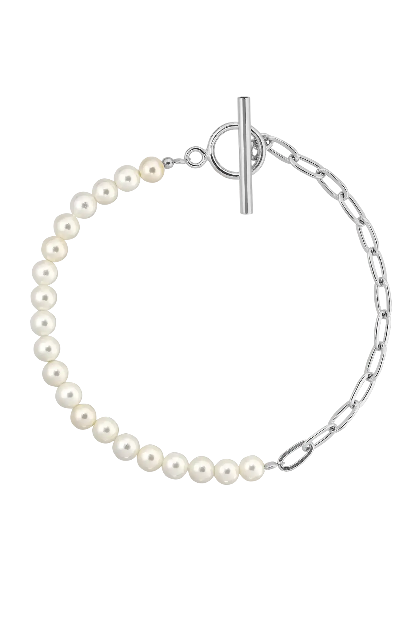 Brățară pentru picior Argint Half Pearl Half Chain Lisa&Co.