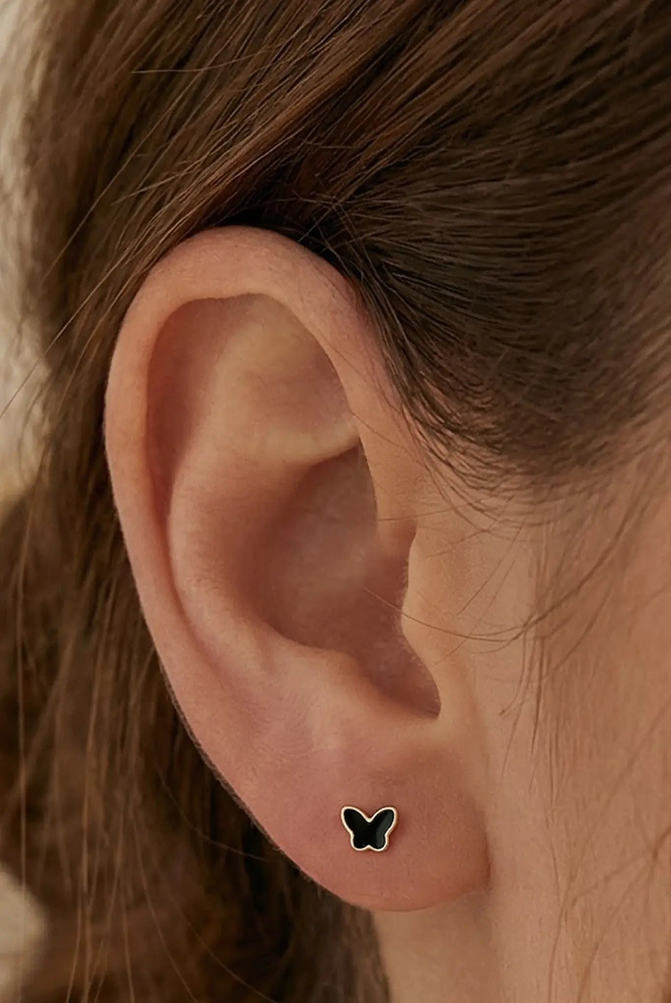 Cercei Argint Black Butterfly Lisa&Co.