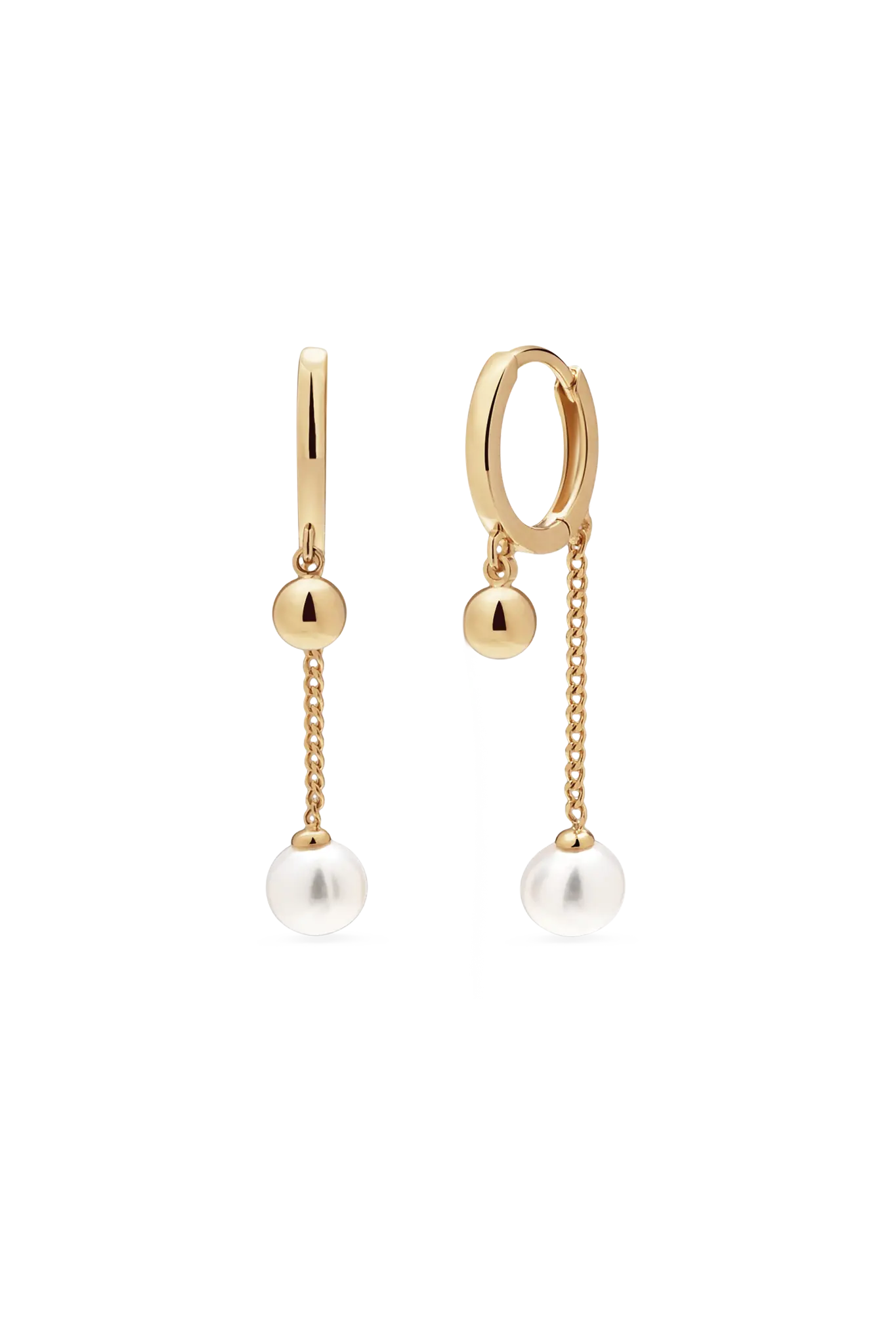 Cercei Argint Dangly Pearl Hoops LisaConcept