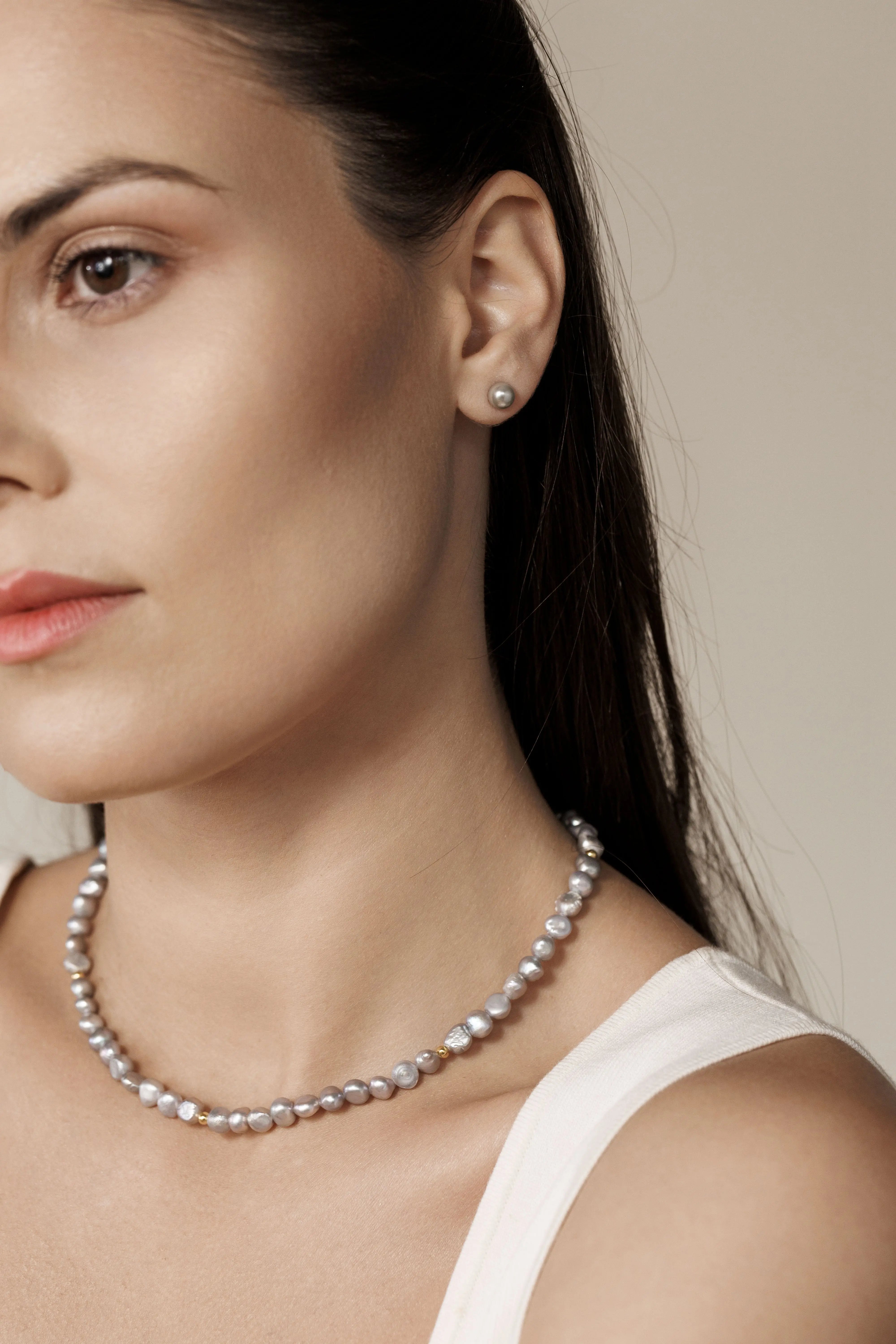 Cercei Argint Grey Pearls M Lisa&Co.