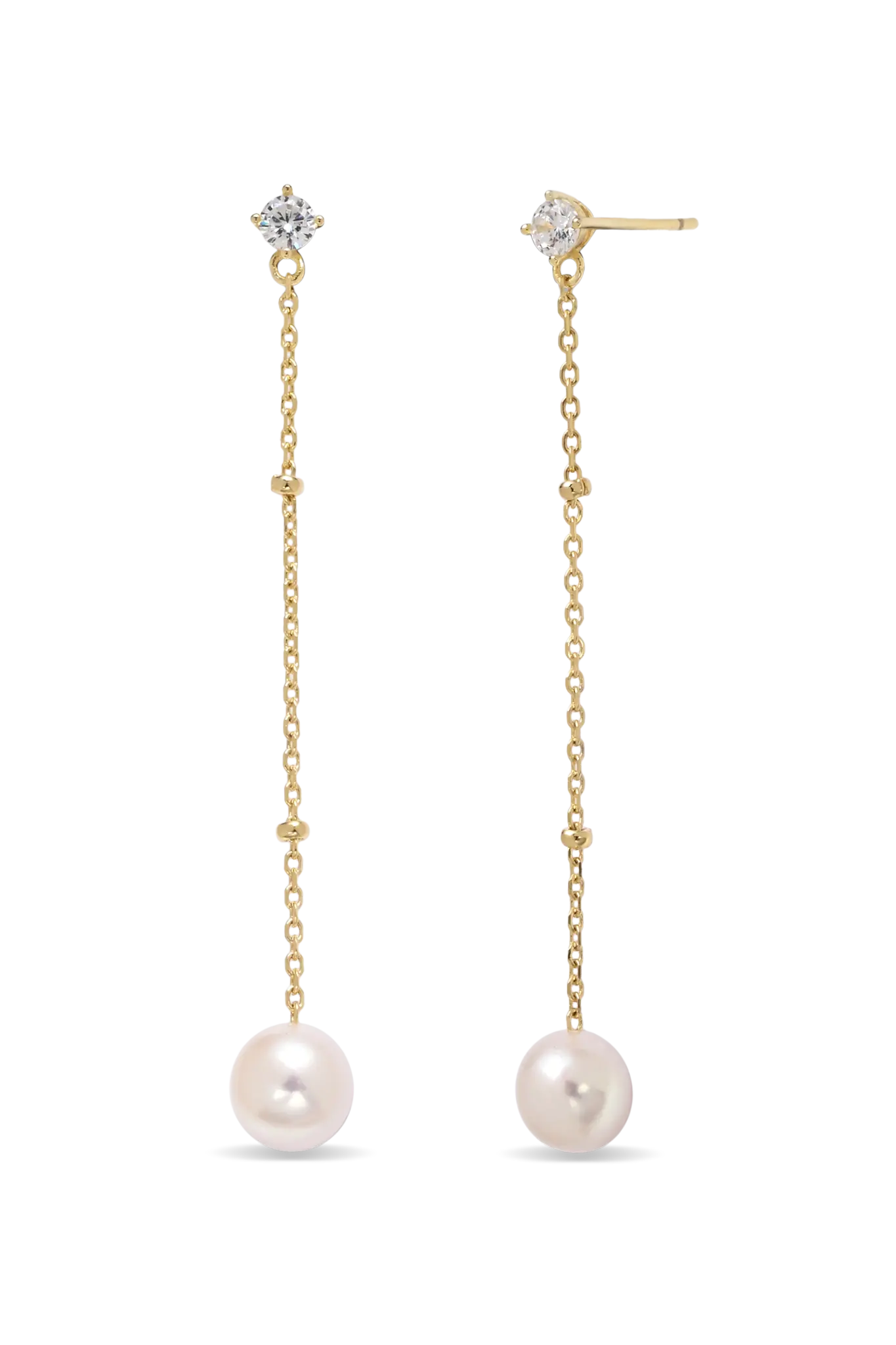Cercei Argint Pearl Drip & Crystals LisaConcept