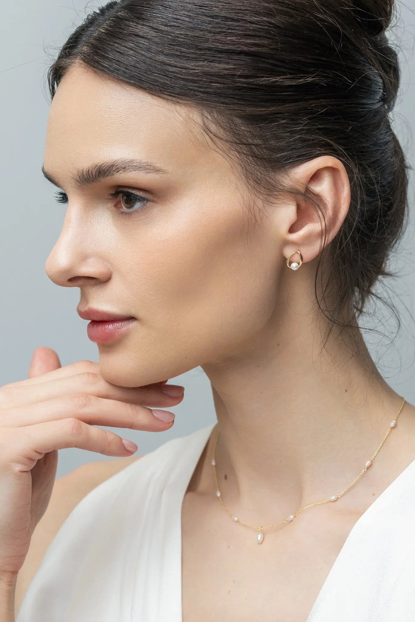 Cercei Argint Pearl Shape Lisa&Co.