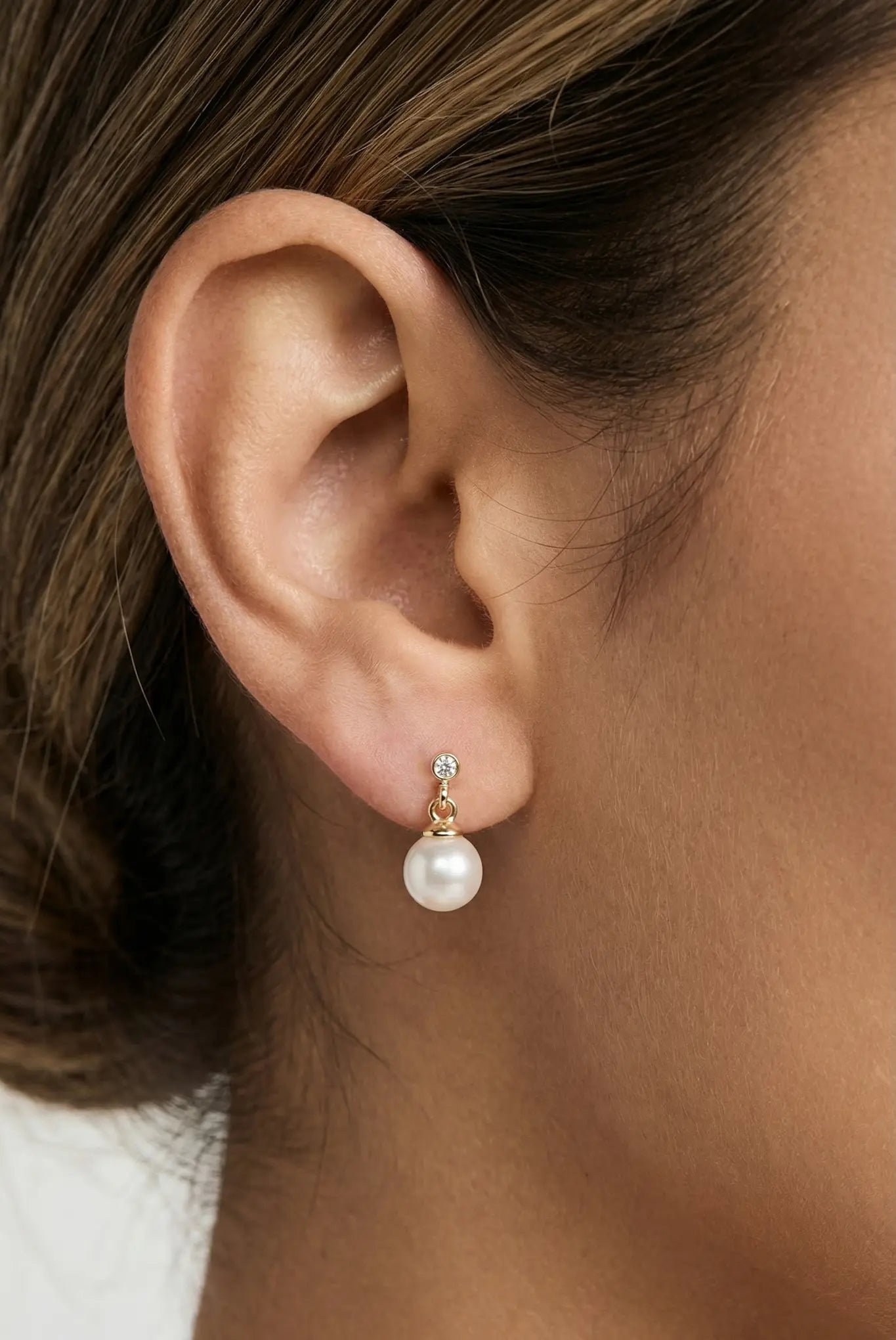 Cercei Argint Round Crystal&Pearl Drop Lisa&Co.