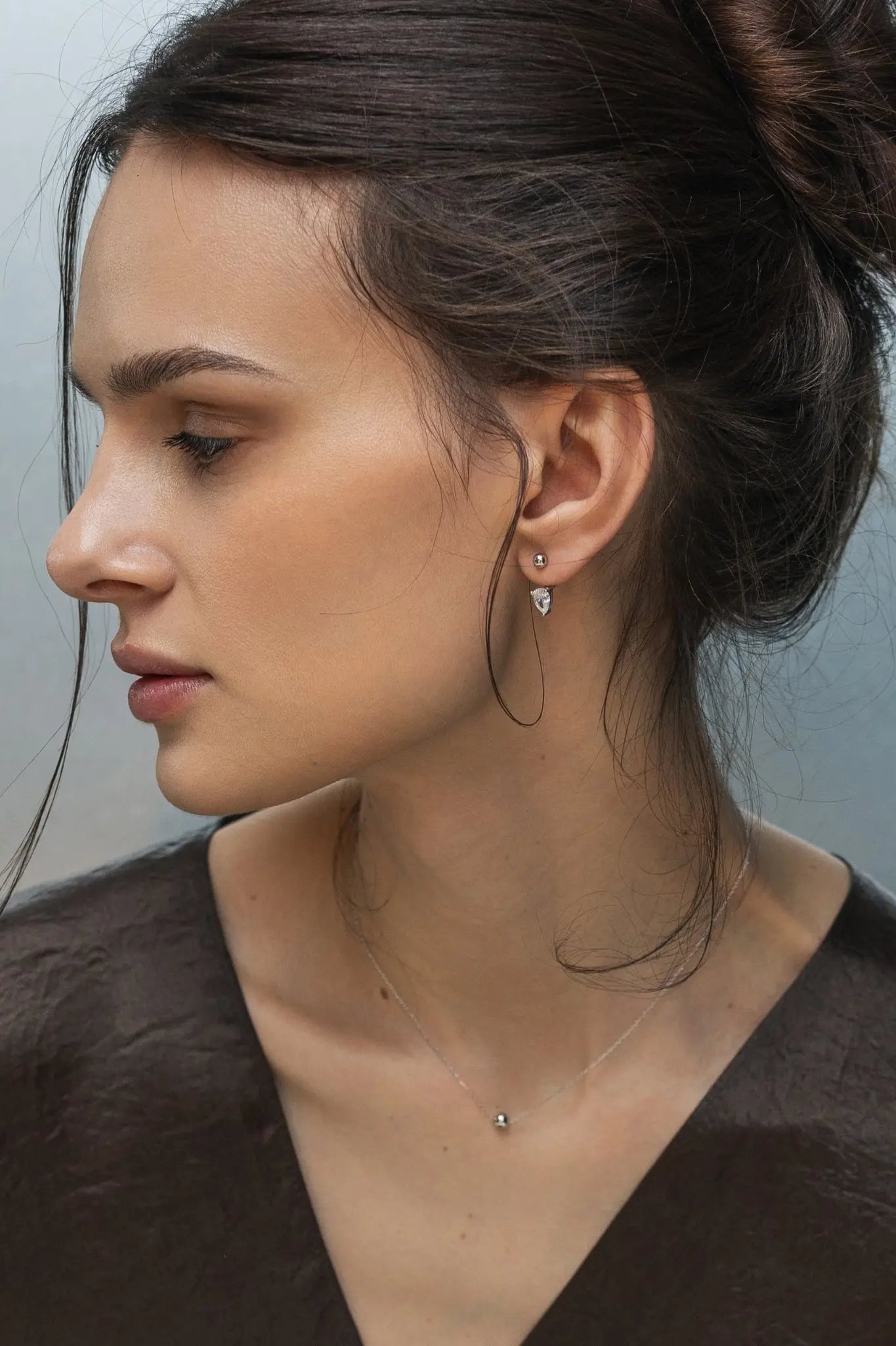 Cercei Argint Stone Anchor Lisa&Co.