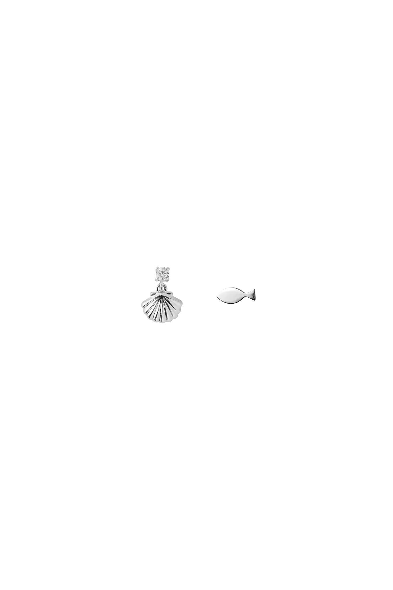 Cercei Argint Suspended Seashell & Fish LisaConcept