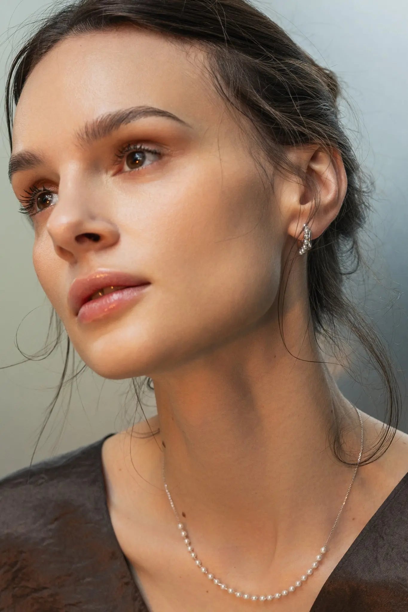 Cercei Argint Wavy Pearl LisaConcept