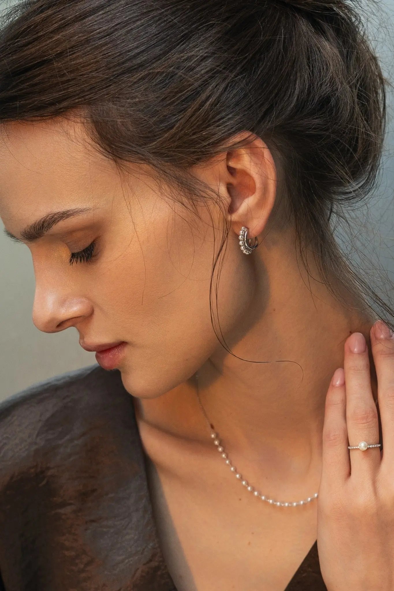 Cercei Argint Wavy Pearl LisaConcept