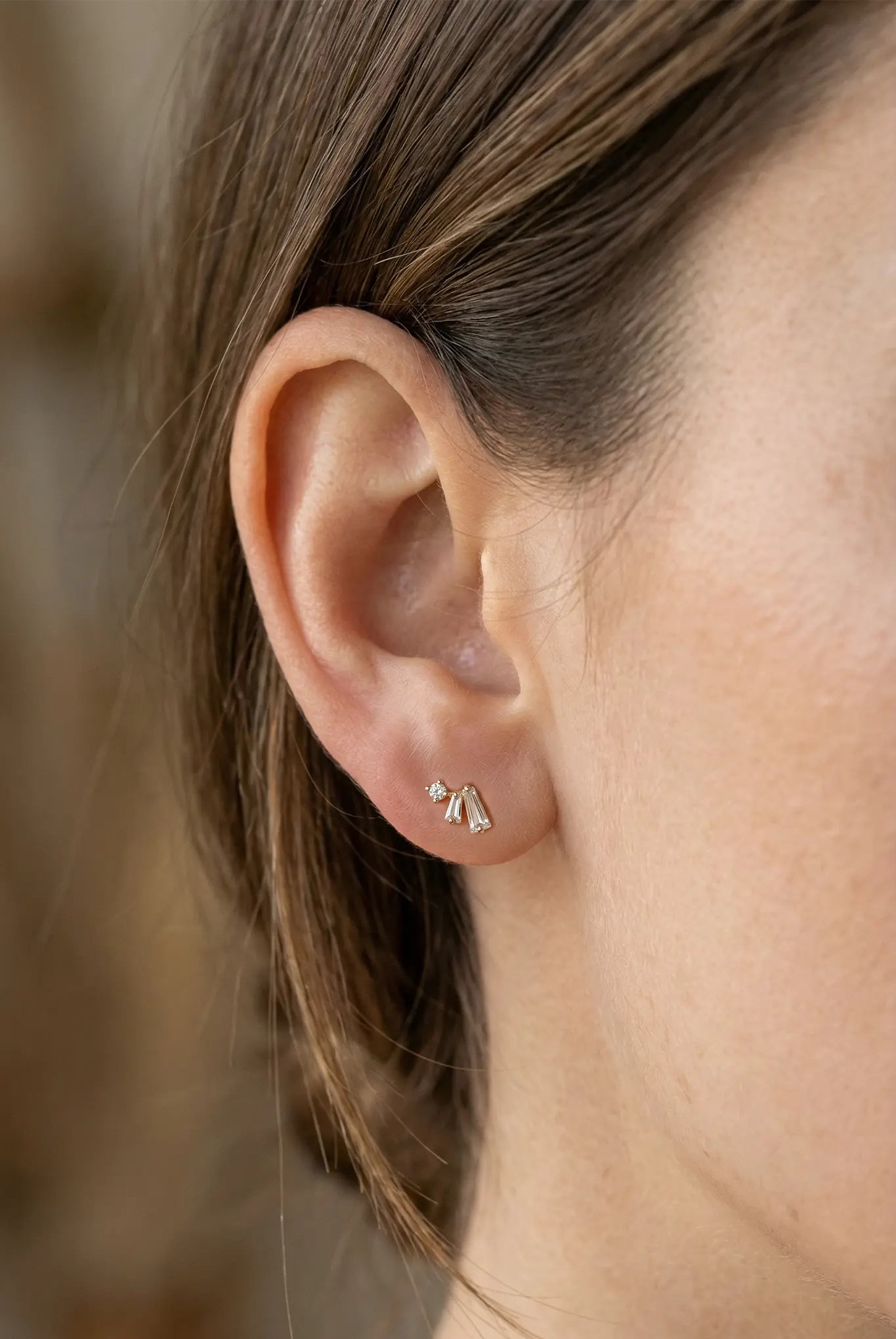 Cercei Aur Papillon Baguette Lisa&Co.