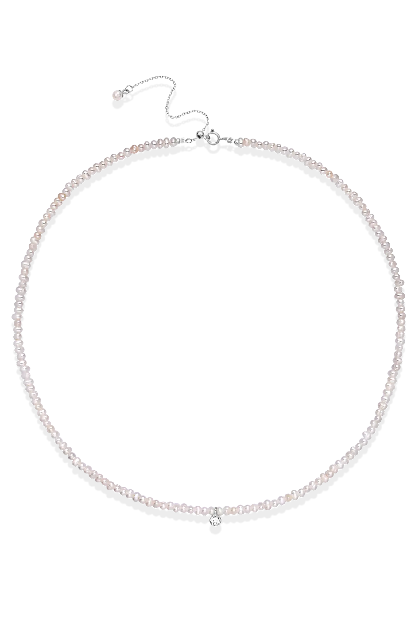 Colier Argint Mini Organic Pearls & Crystal Lisa&Co.