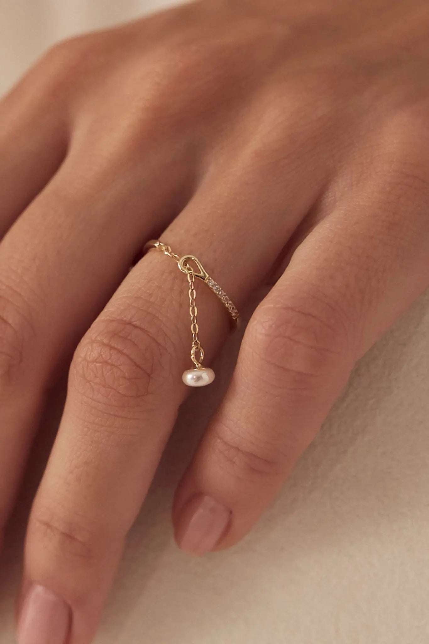 Inel Argint Chain Pearl LisaConcept