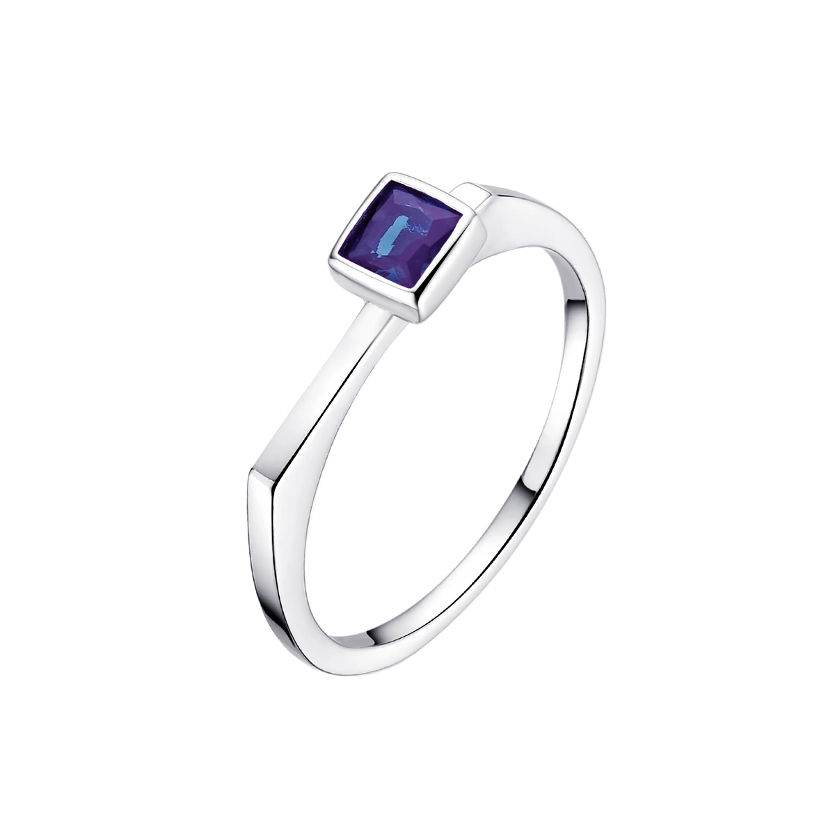 Square Stone Ring in Silver Plated and Crystals | Lisa&Co.